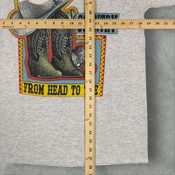 VTG Early 90s Country From Head to Toe Boots and Cowboy Hat Graphic Shirt - L - Picture 6 of 7